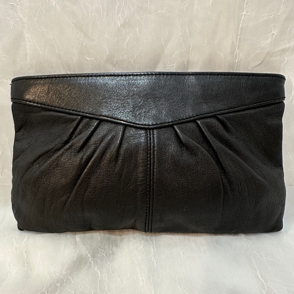 Antonia Black Leather Clutch Vintage
